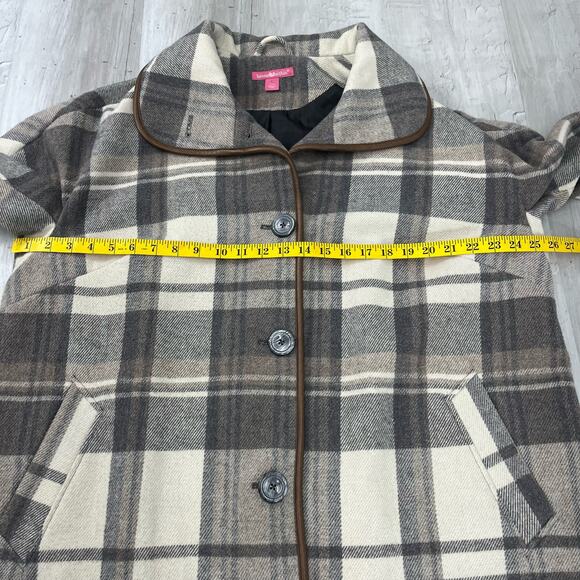 Woman Within Gray Black White Plaid Lined Button Up Winter Jacket Coat 18W - Picture 11 of 13
